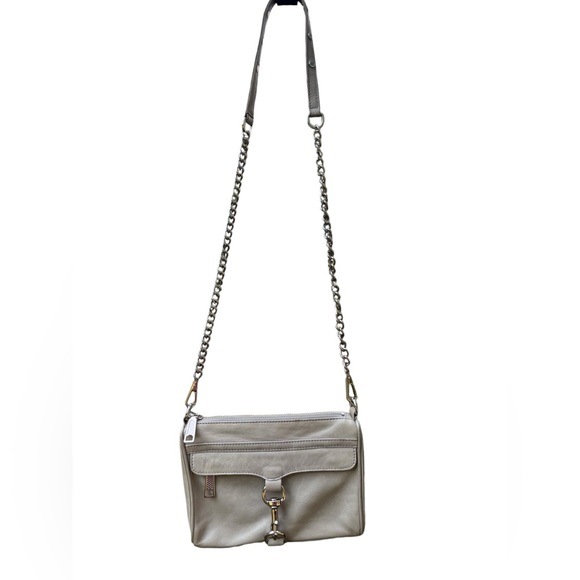 Rebecca Minkoff Gray Leather Mini Mac Crossbody Bag Silver Chain - Picture 8 of 16